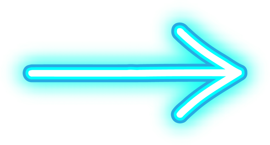 Cutout of Neon Blue Right Arrow Sign
